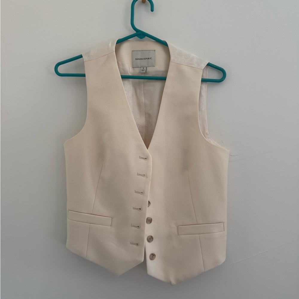 Banana Republic Cream Wool Vest 6